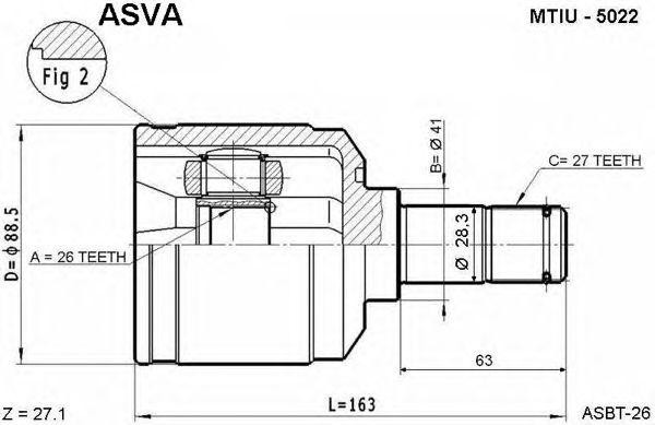 ШРУС ВНУТРЕННИЙ ЛЕВЫЙ 26X41X27 12 MTIU5022 MTIU5022 ASVA