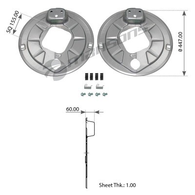 Защита тормозная комплект SN4220 BPW95 ECO Drum к-кт на ось 300654 MANSONS