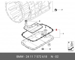 прокладка поддона АКПП!\ BMW 3-серия E90/E91 05> 24 11 7 572 618 BMW