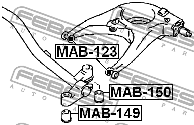 Сайлентблок задн балки MITSUBISHI SPACE WAGON N30,40# 1991.05-2000.11 MAB-149 MAB-149 FEBEST