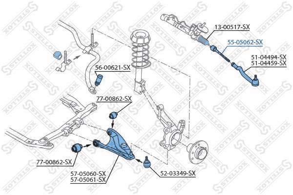 тяга рулевая!\ Dacia Logan all 04> 55-05062-SX STELLOX
