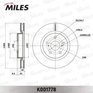 Диск тормозной передний TOYOTA CAMRY 16-/RAV 4 18- K001778 K001778 MILES
