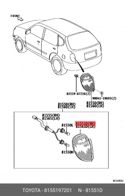 ФОНАРЬ ПРАВЫЙ ЗАДНИЙ Daihatsu Duet 81551-97201 DAIHATSU
