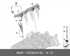 Топливная рейка 13538694198 13 53 8 694 198 BMW