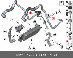 Кольцо уплотнительное BMW маслопровода OE 17 22 7 613 656 BMW