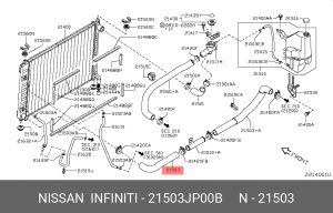 ШЛАНГ СИСТЕМЫ ОХЛАЖДЕНИЯ 21503-JP00B 21503-JP00B NISSAN