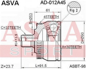 ШРУС наружный VW Passat B5 AUDI A4,A6 SKODA Superb комплект ASVA AD-012A45 ASVA