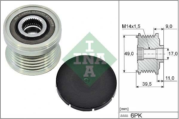 Шкив генератора BMW 520/528i F10, 316/320/328i F30 535026810 535036110 535036110 INA