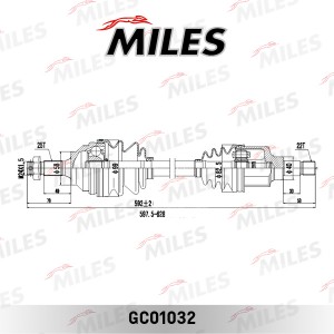 Привод в сборе левый CITROEN BERLINGO/PEUGEOT PARTNER 1.1-1.6 96- (GKN 302918) G GC01032 MILES