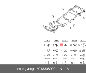Шайба SSANGYONG Actyon (06-),Kyron (05-),Rexton (02-) болта опоры кузова №3 OE 6013308000 SSANG YONG