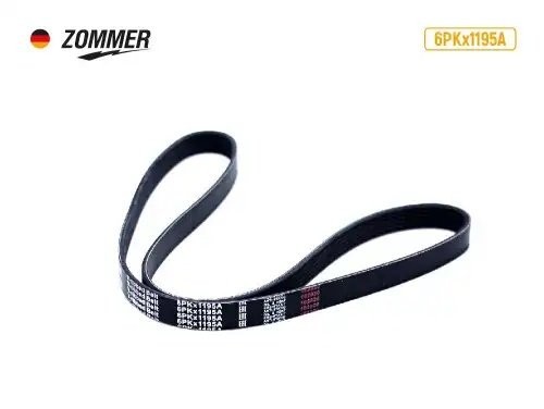 Ремень генератора для а/м УАЗ 409 дв. с ГУР (6PK1195) "ZOMMER" 18647 ZOMMER