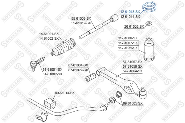 опора амортизатора переднего!\ Suzuki Ignis RG/RM 00>/Wagon R RB 97> 12-61013-SX STELLOX