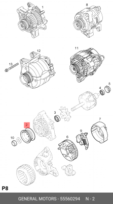 Шкив OPEL Meriva A (03-10) генератора OE 55560294 GENERAL MOTORS