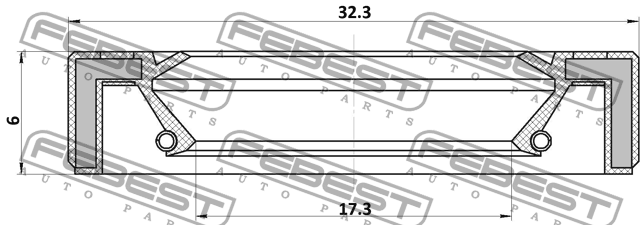 САЛЬНИК РУЛЕВОЙ РЕЙКИ 17.3X32.3X6 95GAY-19320607X 95GAY-19320607X FEBEST