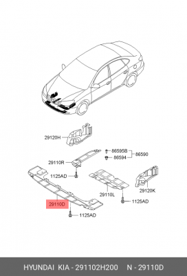 защита двигателя передняя!\ Hyundai Elantra 06> 291102H200 HYUNDAI