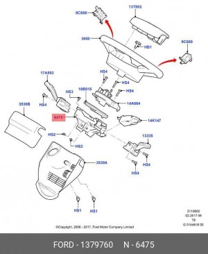 КРОНШТЕЙН ПОДРУЛЕВЫХ ПЕРЕКЛЮЧАТЕЛЕЙ / КО 1 379 760 FORD