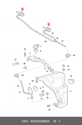 форсунка омывателя стекла спереди справа!\ Audi A6 C7 11> 4G0 955 988 A VAG