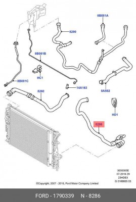 патрубок радиатора нижний!\ Ford Mondeo-IV/S-Max/Galaxy 2.3 Duratec 1790339 FORD