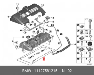 Прокладка крышки клапанной BMW 3 (E90,E91,E93),5 (E60) (N52) OE 11 12 7 581 215 BMW