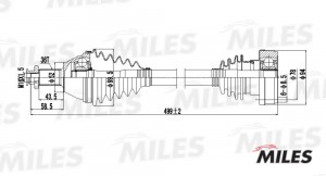 Привод в сборе левый SKODA FABIA/VW POLO 1.2-1.9 99- (GKN 304443) GC01124 GC01124 MILES