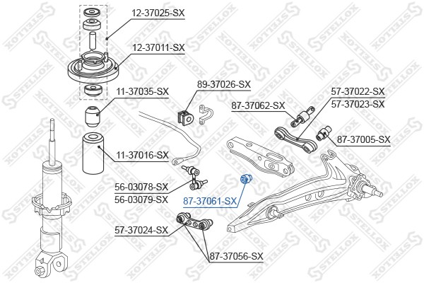 сайлентблок амортизатора!\Honda CR-V 2.0 16V 95>/Integra all 95> 87-37061-SX STELLOX