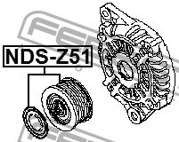 шкив генератора!\ Nissan Navara/Pick-up 2.5CDi 02> NDS-Z51 FEBEST