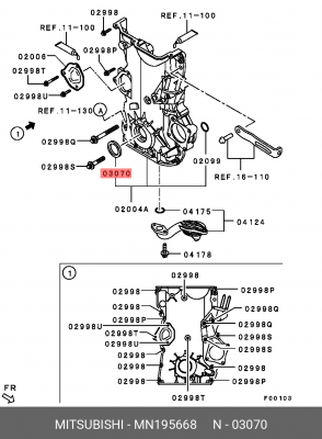 Сальник коленвала передний MITSUBISHI MN195668 MN195668 MITSUBISHI