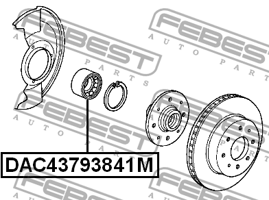 Подшипник ступицы передний HONDA FIT 09-14 DAC43793841M DAC43793841M FEBEST
