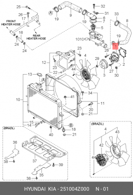 Насос водяной KIA Bongo 3 (04-) (2.7-J2) OE 251004Z000 HYUNDAI KIA