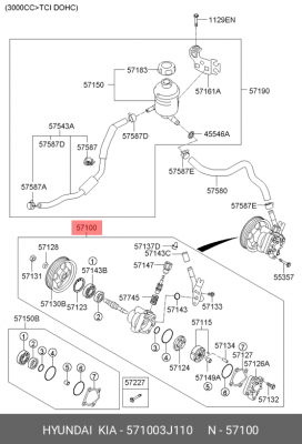 Насос гидроусилителя HYUNDAI ix55 (08-) (3.0) OE 571003J110 HYUNDAI KIA