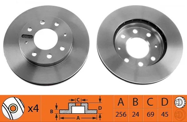 Диск тормозной передний MITSUBISHI GALANT 8804/CARISMA 9506/ VOLVO S40 9504 BR23 BR23101T SB NAGAMOCHI