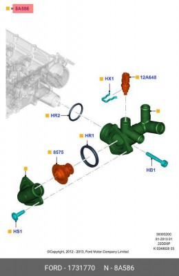 Корпус термостата FORD Transit (06-) (2.2) в сборе OE 1 731 770 FORD