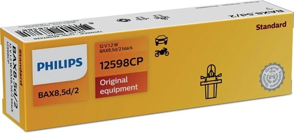 Лампа 12V 1.2W BAX8.5d черный патрон PHILIPS 12598CP PHILIPS