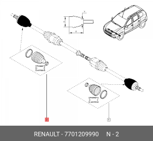 к-кт пыльника ШРУСа наружного!\ Renault Duster 1.2/1.5D 10>/Scenic III 1.5-1.9D  7701209990 RENAULT