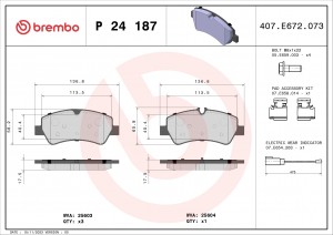 Колодки тормозные P24187 P24187 BREMBO