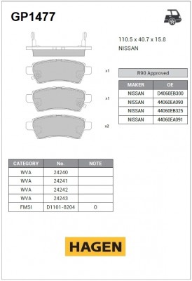 Колодки задние NISSAN NAVARA (D40), PATHFINDER (R51) GP1477 GP1477 SANGSIN