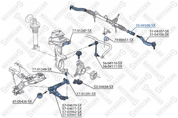 тяга рулевая!\ Peugeot 407 all 04> 55-04108-SX STELLOX