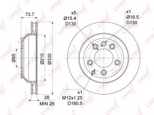 Диск тормозной задний (330x28) BN-1210 LYNXAUTO