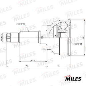 ШРУС наружный KIA SHUMA 1.5/1.6/1.8 96-04 (GSP 827006) GA20191 GA20191 MILES