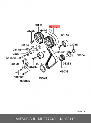 Ремень ГРМ MITSUBISHI Pajero (00-07) (159х29) OE MD377240 MITSUBISHI