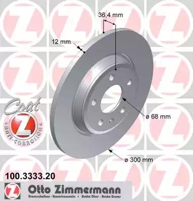 диск тормозной !задн. 300x12/36-5x112 \ Audi A4/A5 all 07> 100.3333.20 ZIMMERMANN