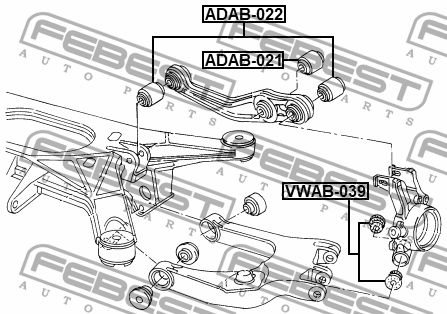 Сайлентблок задн поперечн рычага AUDI A8 94-03 ADAB-022 ADAB-022 FEBEST