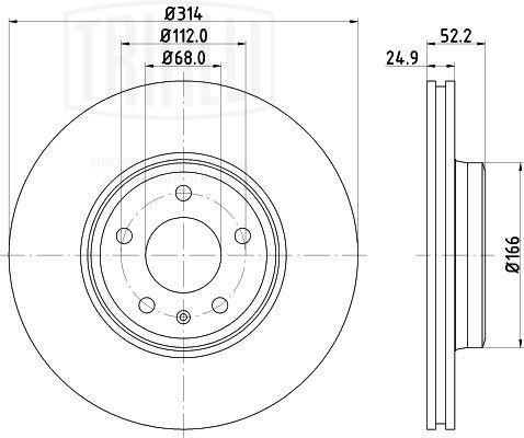 Диск торм. Audi A4 (07-)/A5 (07-) перед. d=314 (DF 180138)  2шт DF 180138 TRIALLI