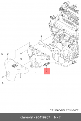 Датчик кислородный верхний (4pin/470mm) 96419957 96419957 GENERAL MOTORS