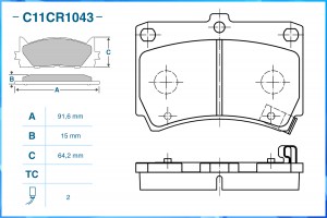 Тормозные колодки передние Low Metallic C11CR1043 C11CR1043 CWORKS