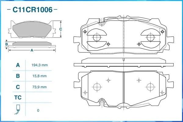 Тормозные колодки передние, Low Metallic C11CR1006 C11CR1006 CWORKS