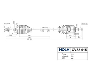 Вал приводной в сборе передний правый CV52-015 HOLA
