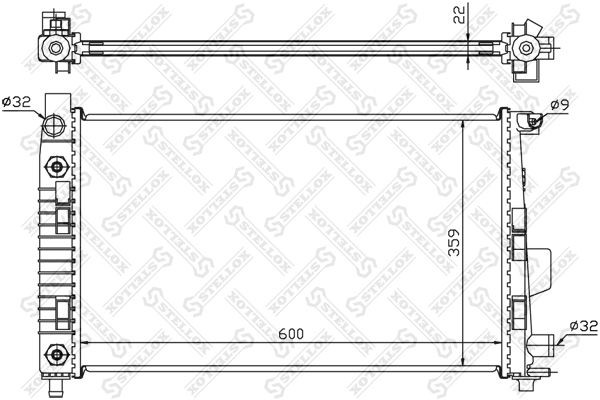 радиатор системы охлаждения! АКПП\ MB W168 1.9/2.1i/1.7CDi 99-04 10-25932-SX STELLOX