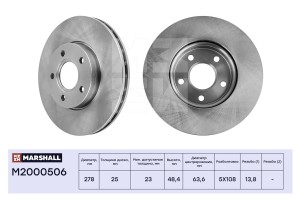 Тормозной диск передн. Ford C-Max II 10-  Focus III 10- M2000506 M2000506 MARSHALL