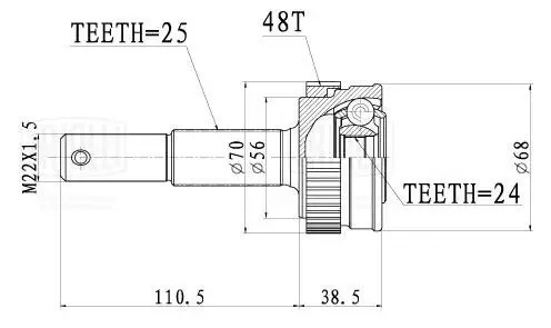 ШРУС для а/м Nissan Qashqai (06-)/(13-)/X-Trail T31 (07-)/T32 (14-) (наруж. зад. GO1454 TRIALLI